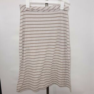Lucy Brown Tan Stripe Midi Skirt Athletic Stretch Summer Women's XS